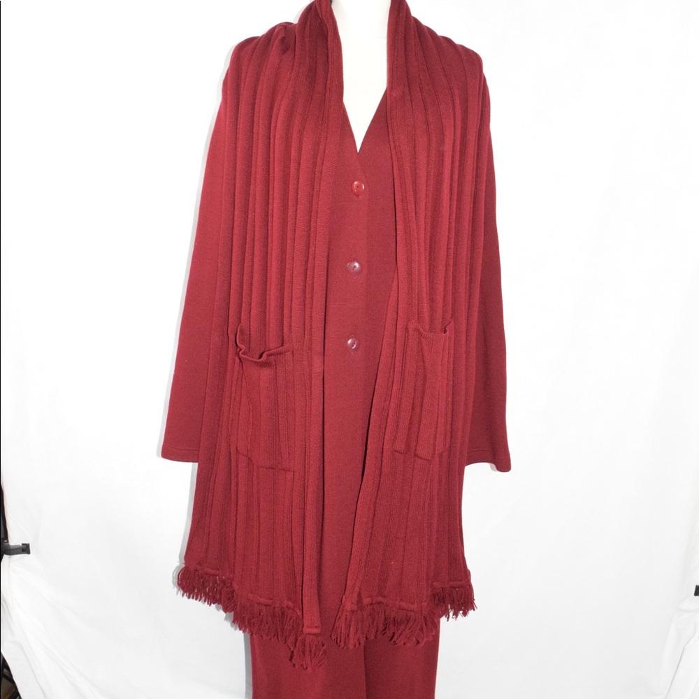 #65. Chacok Full length burgundy med weight coat.